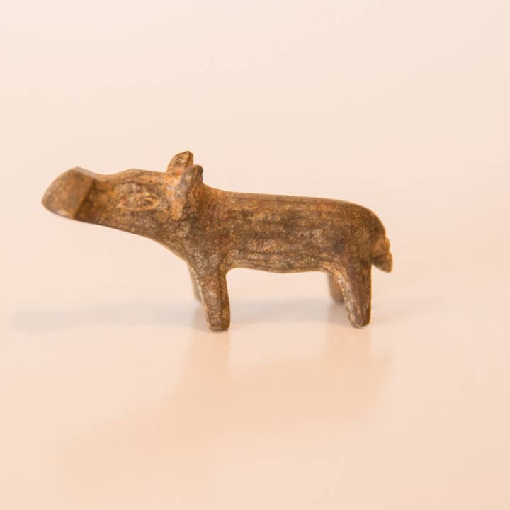 Old New House - Venta al por mayor Escultura - Mini hipopótamo de bronce africano vintage con pátina polvorienta