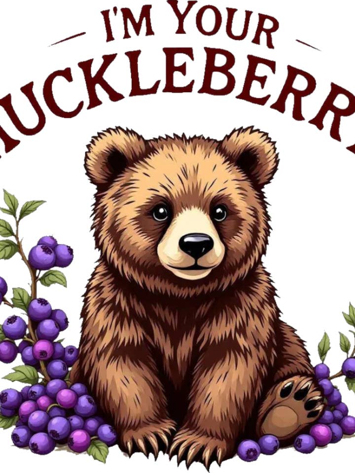 Huckleberry Bear Inspired magnet printed on solid wood with durable magnet for wholesale by Trailhead Candles