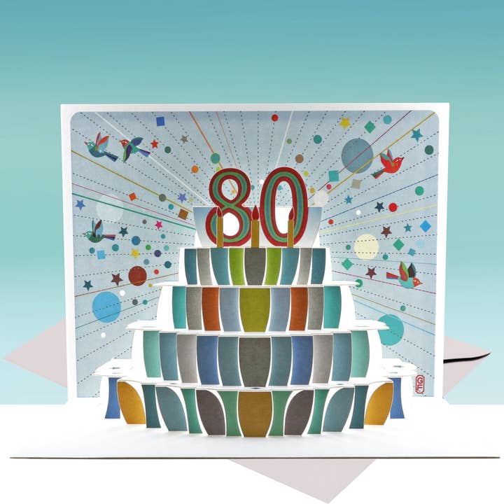 80TH Birthday Pop Up Cake Card, Age 80 for wholesale by Forever Cards Ltd