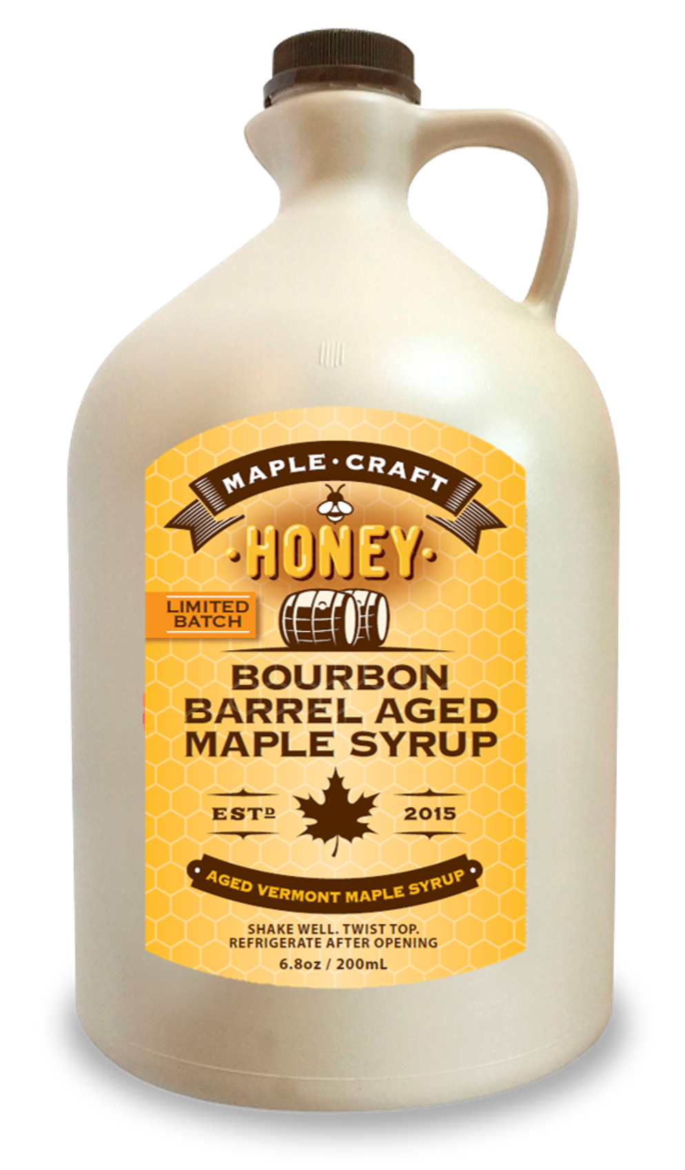 Maple Craft Foods - Vendita all'ingrosso Sciroppi d'acero - Bulk/Food Svc: Sciroppo artigianale d'acero BBA infuso di miele (gallone)0