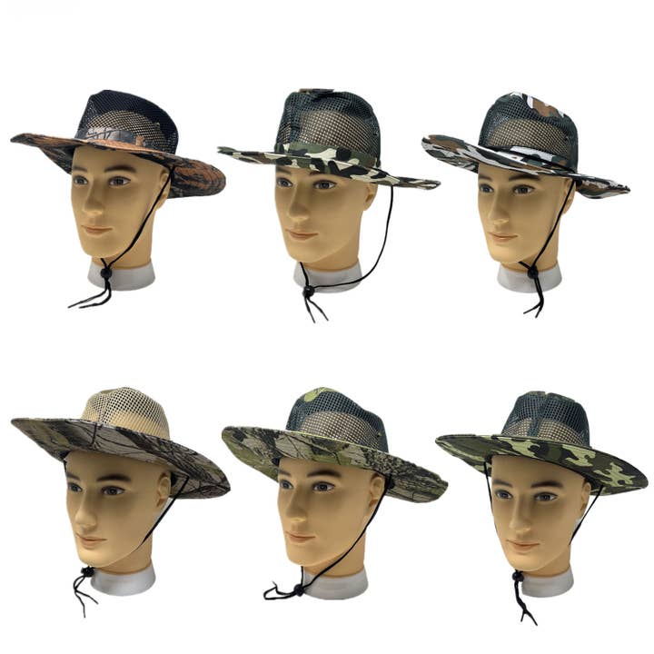 Tsyware - Wholesale Bucket Hat - Men's - Men Camouflage Hats Wide Full Brim Breathable Mesh Design