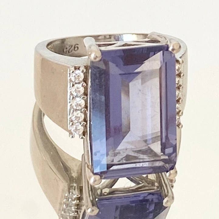 Mt St Helens Helenite Emerald-Cut Sterling Silver Ring for wholesale by Twan Kee Jewelry