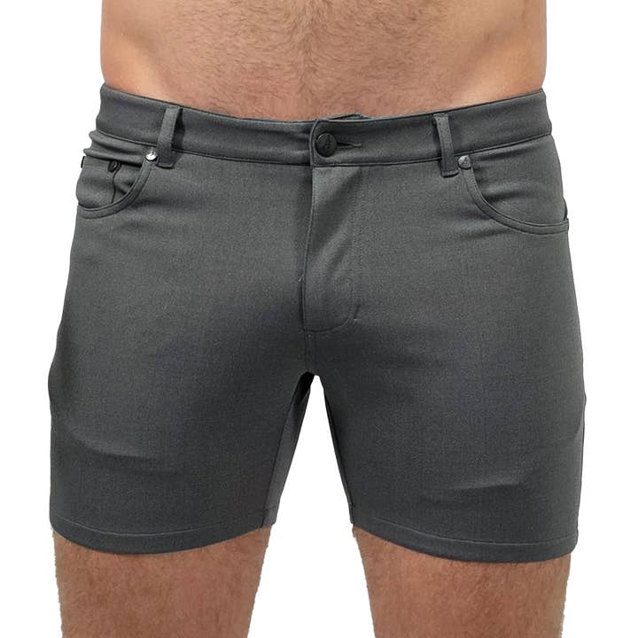 Koolstofgrijze 5" Super Stretch Shorts voor wholesale door Assassin Menswear