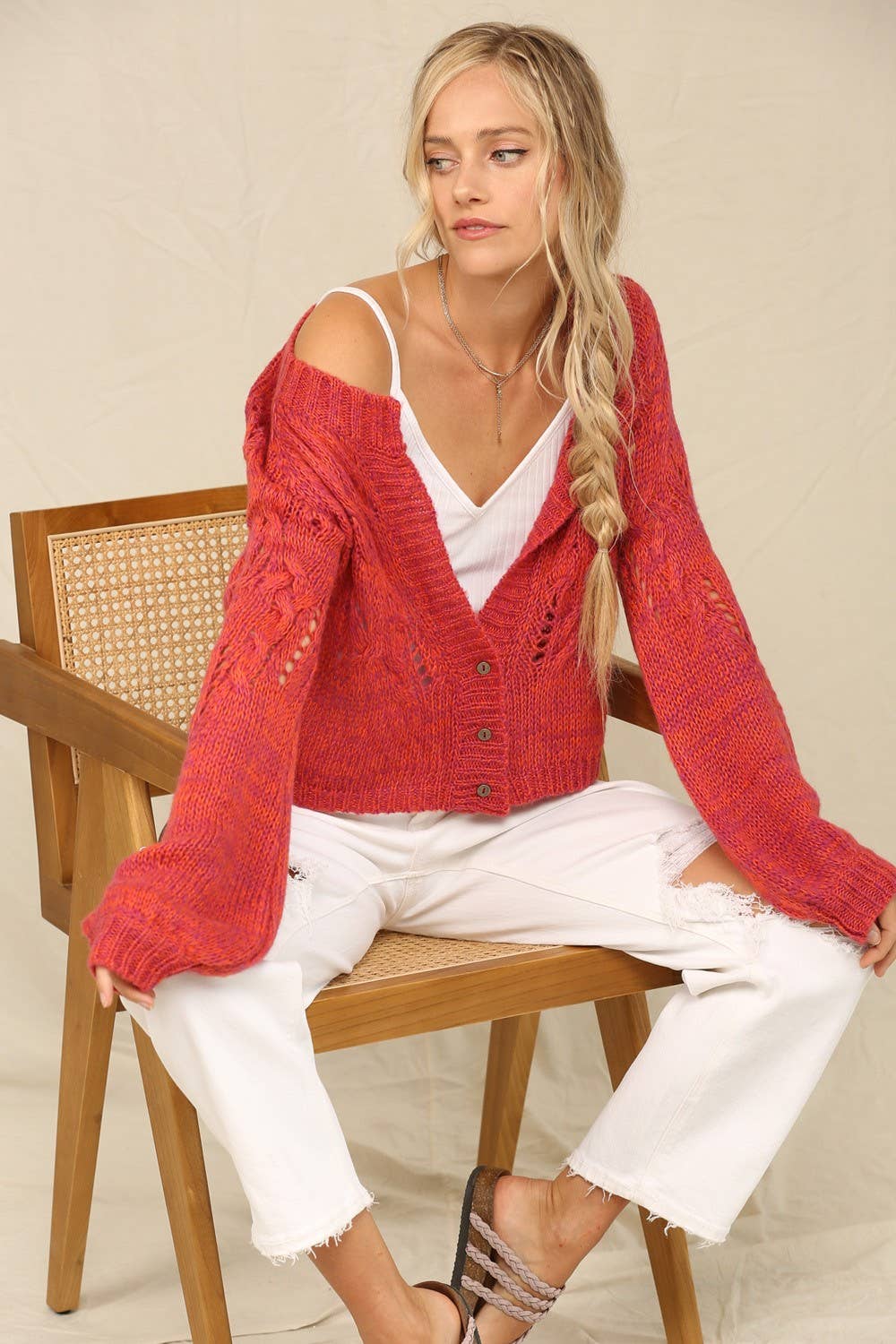 Fuchsia Le cardigan à boutons Staple A en vente sur Faire2