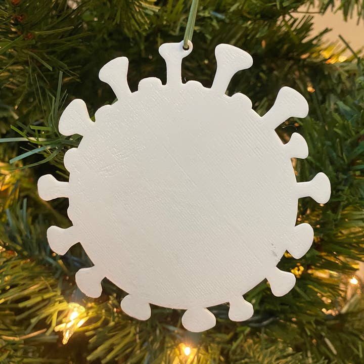 Ornement contre le virus COVID - acrylique (blanc) pour la vente par Economy Ornament