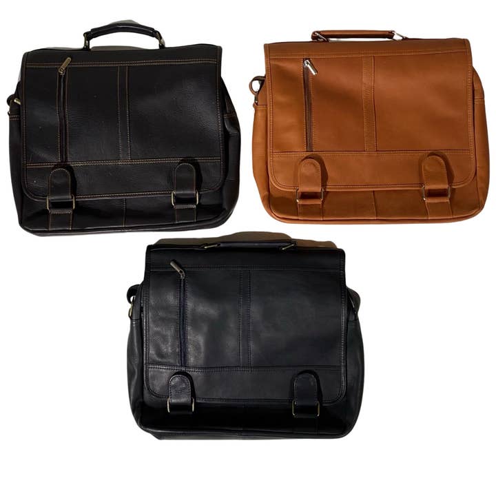 Leather Laptop Briefcase with Strap for Men and Women for wholesale by Cowhide Texas Store Inc