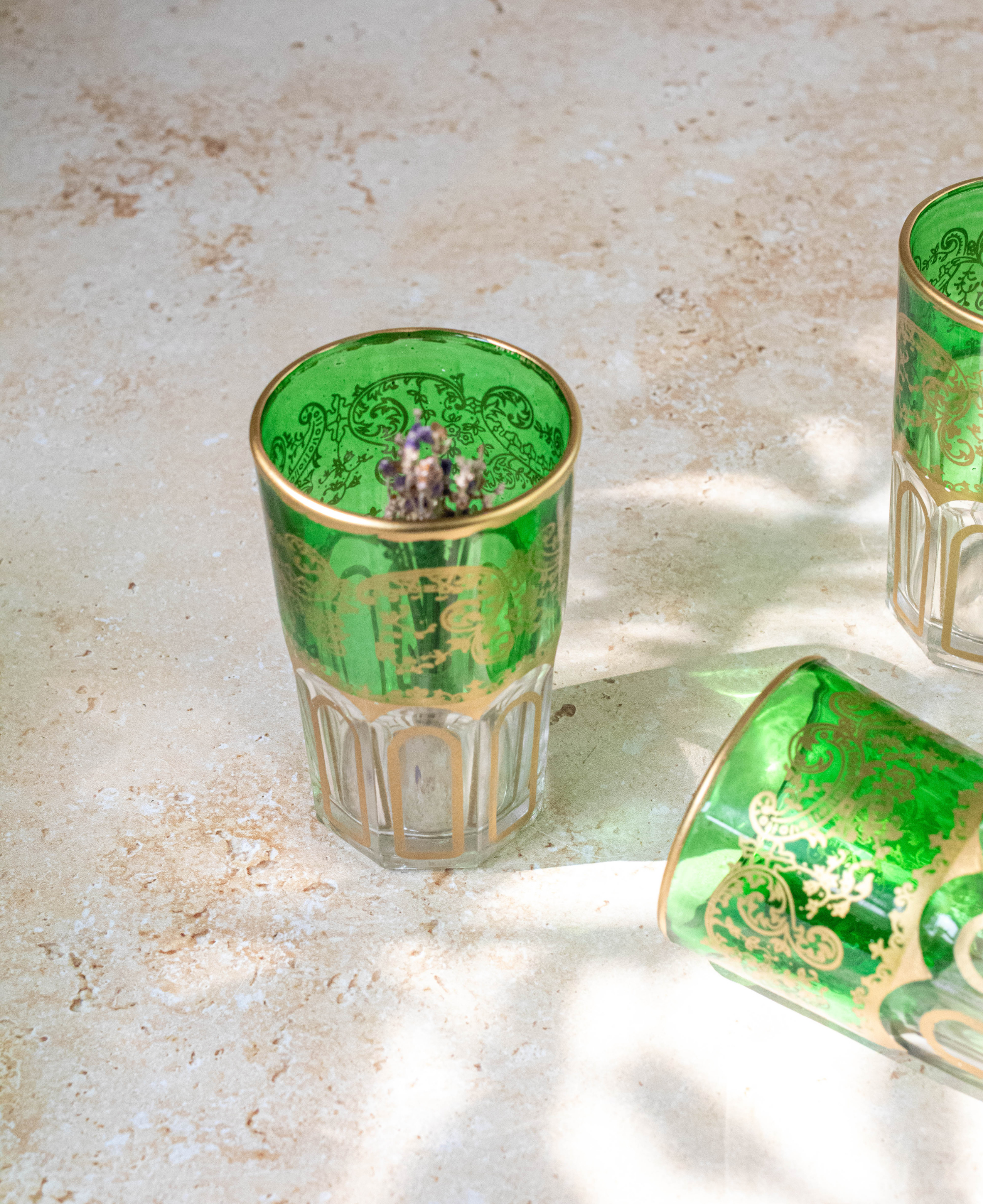 Maison Berber - Wholesale Drinking Glass/Cup - Moroccan Tea Glasses Set of 6 - Green4