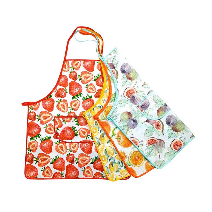 Delantal entero FRUITS cm. 62x72 con bolsillo central para venta al por mayor de Almatex srl