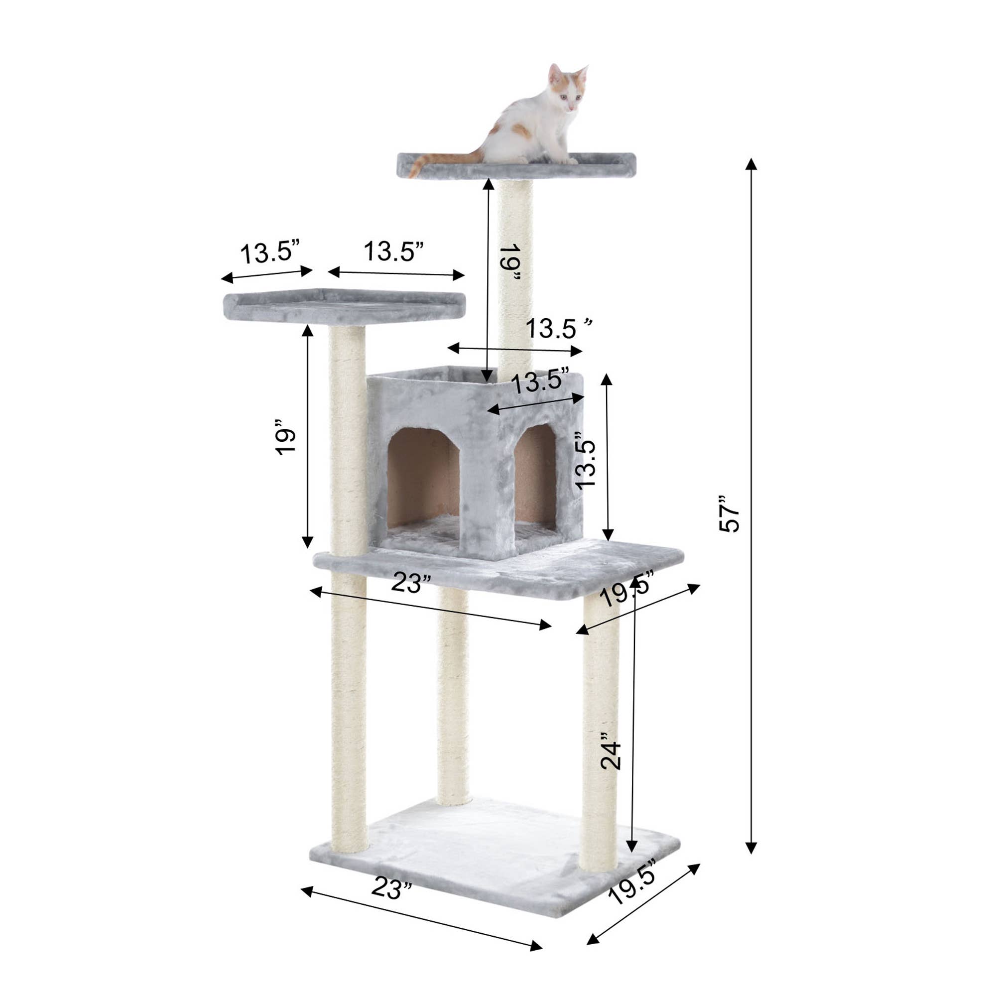Armarkat - Wholesale Pet Scratcher - Cat - GleePet 57-Inch Cat Tree Two-Door Real Wood Condo Gray3