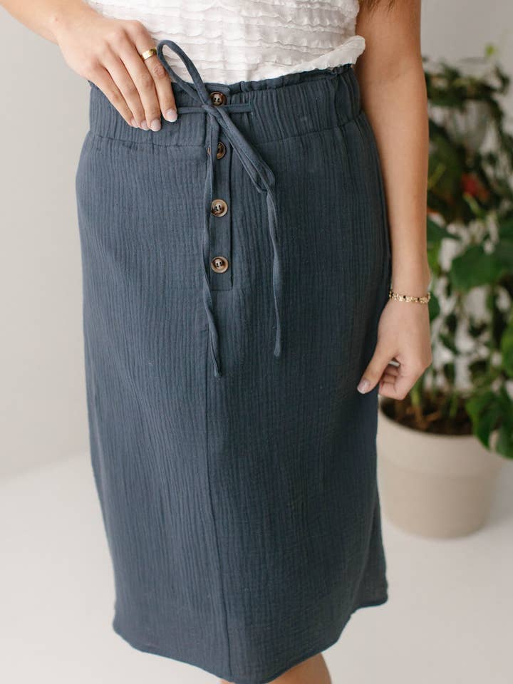 The Main Street Exchange - Wholesale Skirt - Women's - 'Courtney' Paper Bag Waist Cotton Gauze Skirt FINAL SALE9