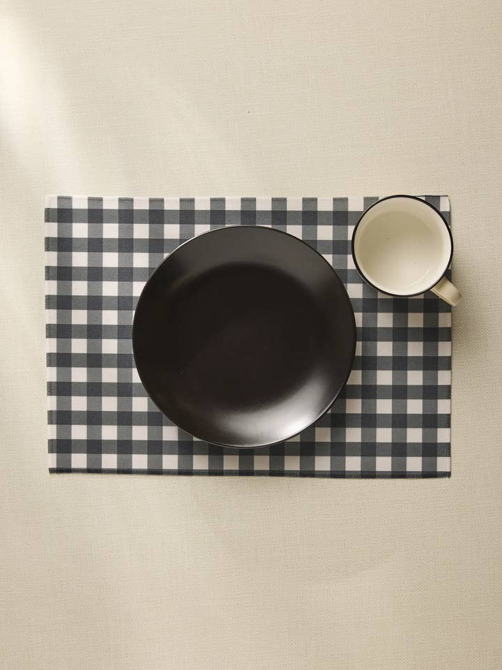 Charcoal Gingham Placemats for wholesale by Geometry