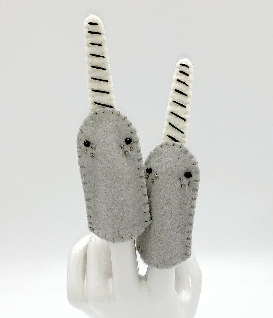 Lumpy Buttons - Wholesale Finger Puppet - Kids & Baby - Narwhal Felt Finger Puppet0