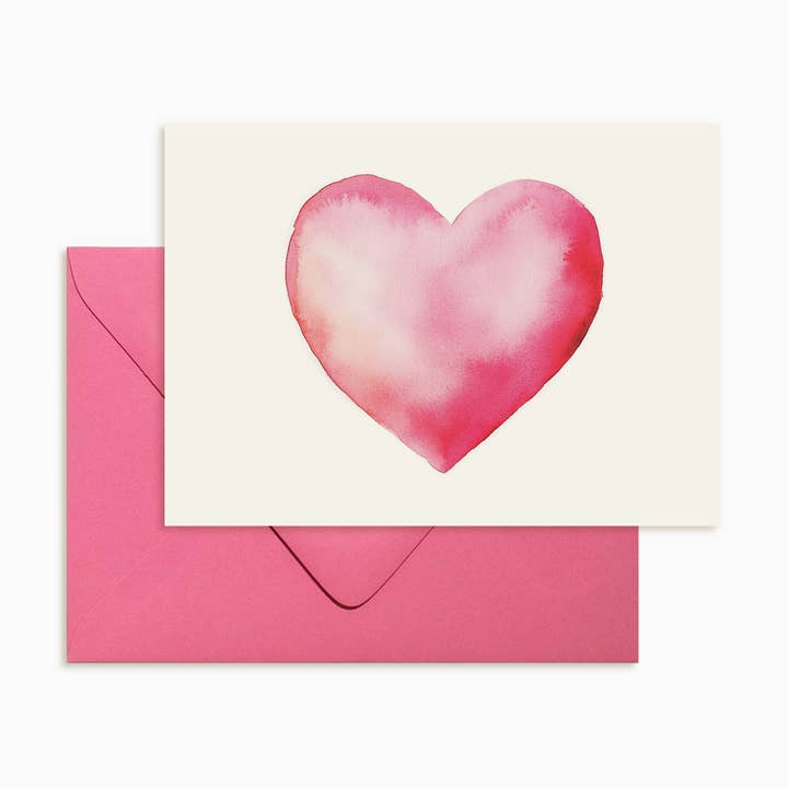 Tarjeta de nota de un solo sobre - Corazón rosa para venta al por mayor de Saltbox & Company