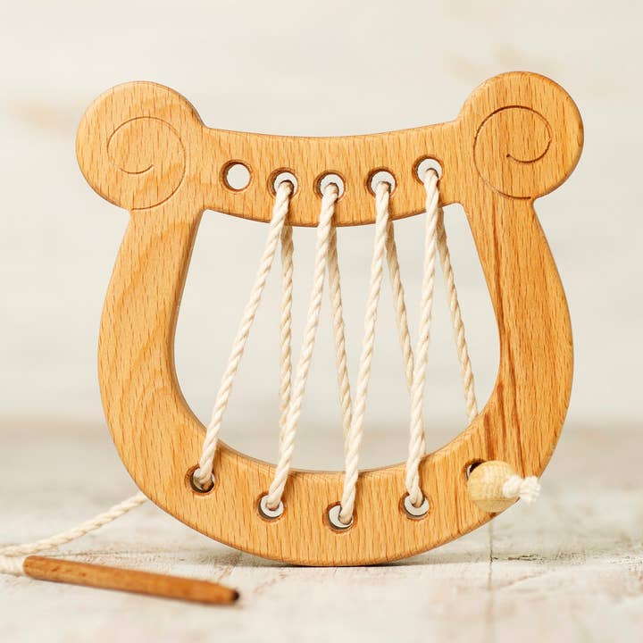 Wooden Montessori toys toddler Lacing Lyre Fine Motor Skills for wholesale by Wooden Caterpillar Toys