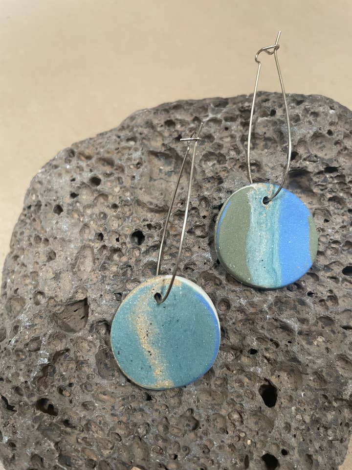 Handmade Ceramic Earring – Blue Colored Clay for wholesale by Spring + Vine