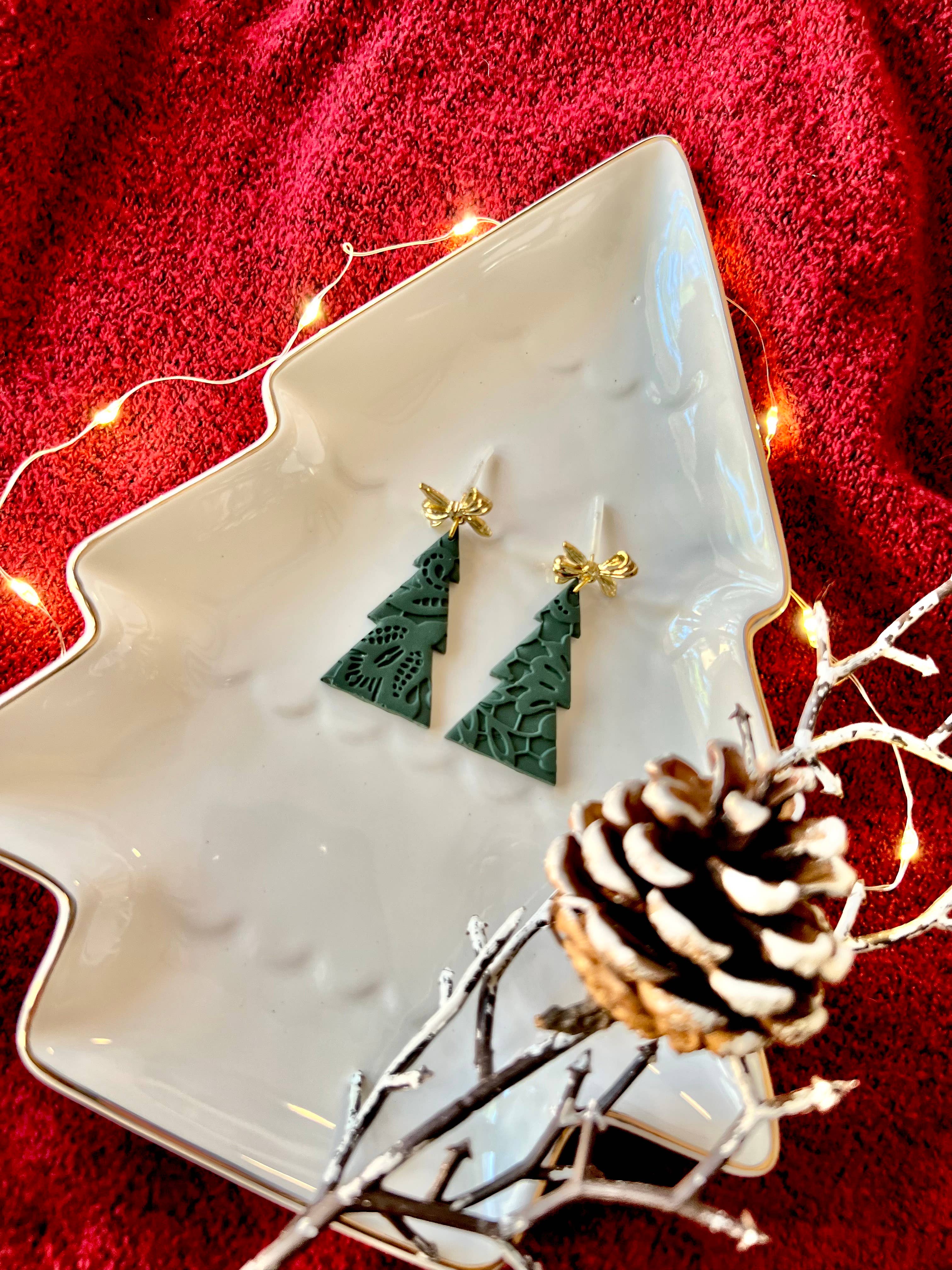 SeizeTheClayJewelry - Wholesale Dangle Earrings - Lace Christmas Tree Earrings, Lace Tree Earrings2