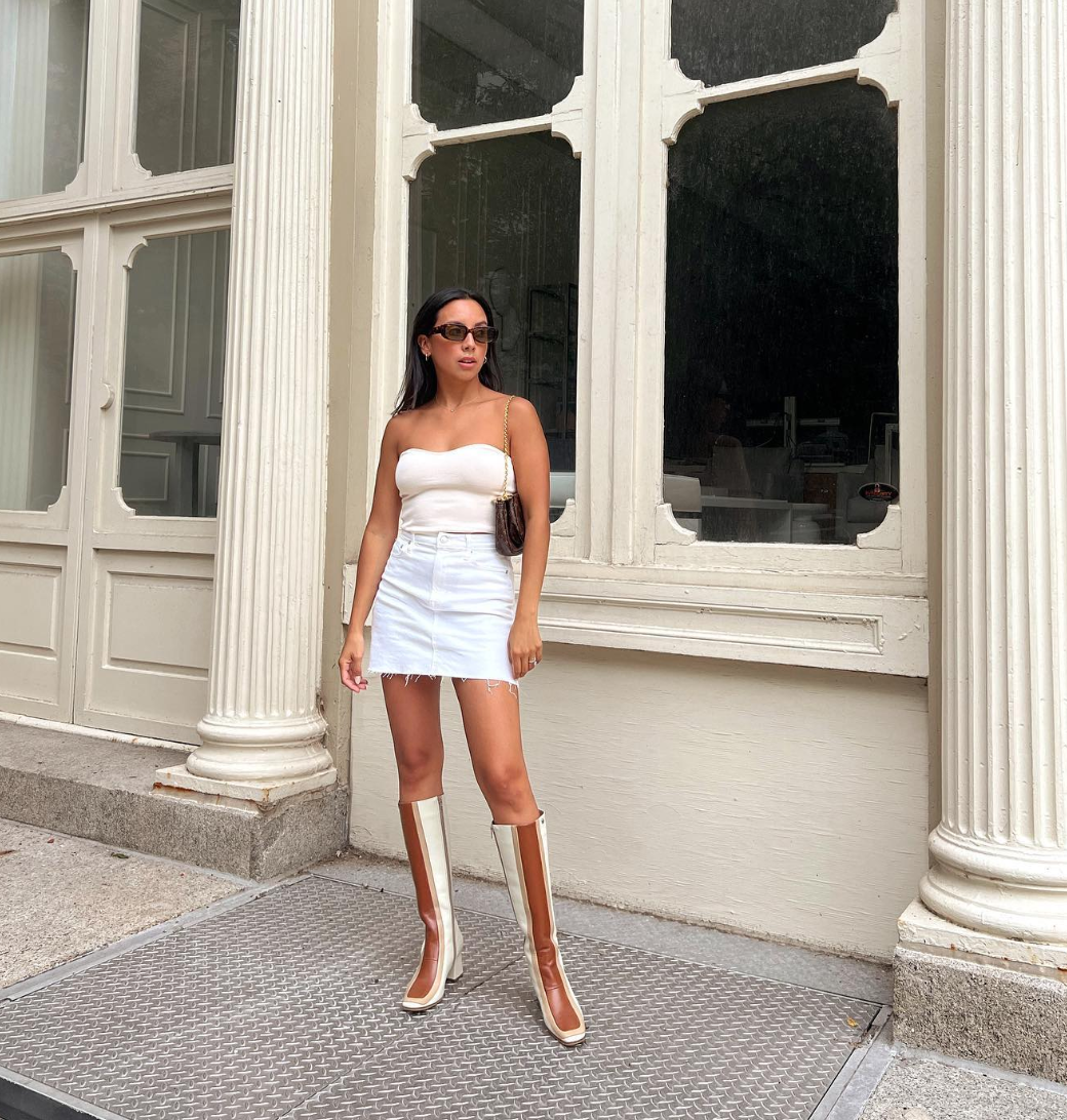 Revival knee high boots ivory leather women's shoes for wholesale on Faire4