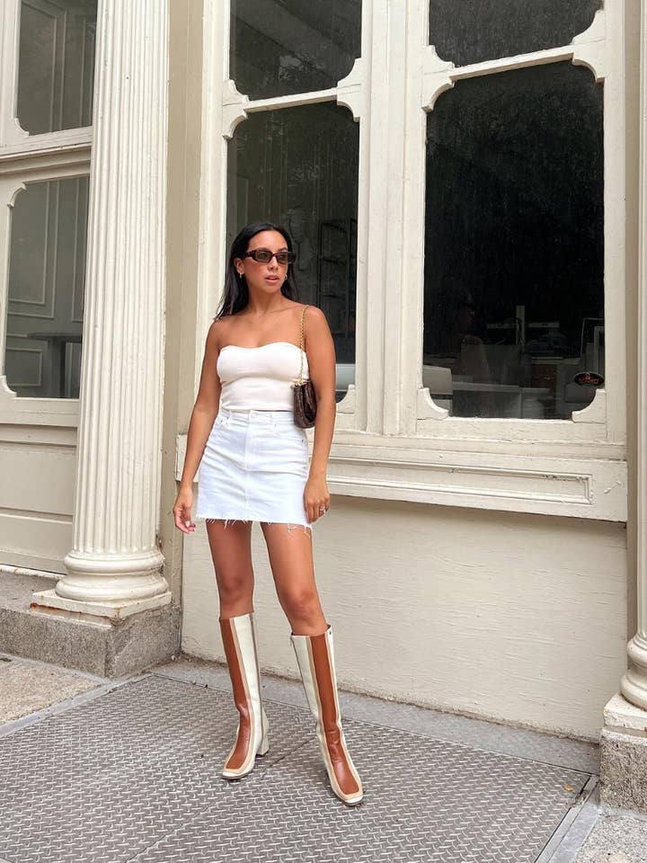 Revival knee high boots ivory leather women's shoes for wholesale on Faire4