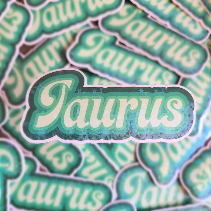 Taurus Zodiac Holographic Sticker for wholesale by Boxford Comma