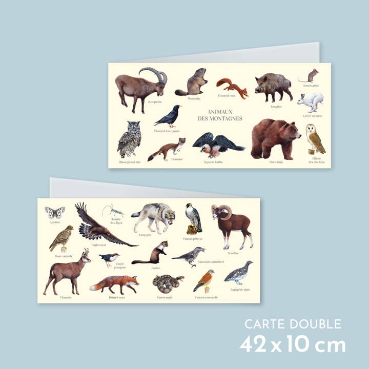 Animales de las montañas - Tarjeta doble para venta al por mayor de Longue-vue