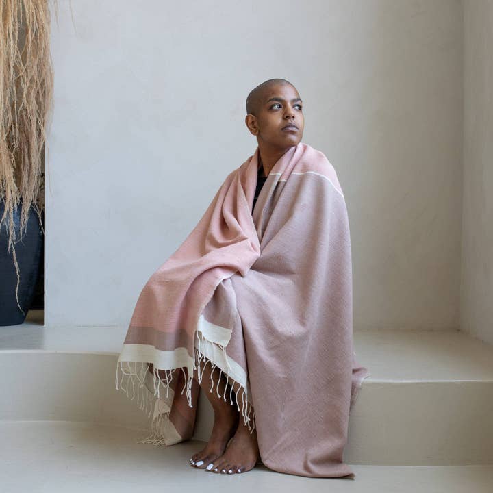 Abay Handwoven Eco-Friendly Ethiopian Cotton Beach Towel for wholesale by Sabahar Europe