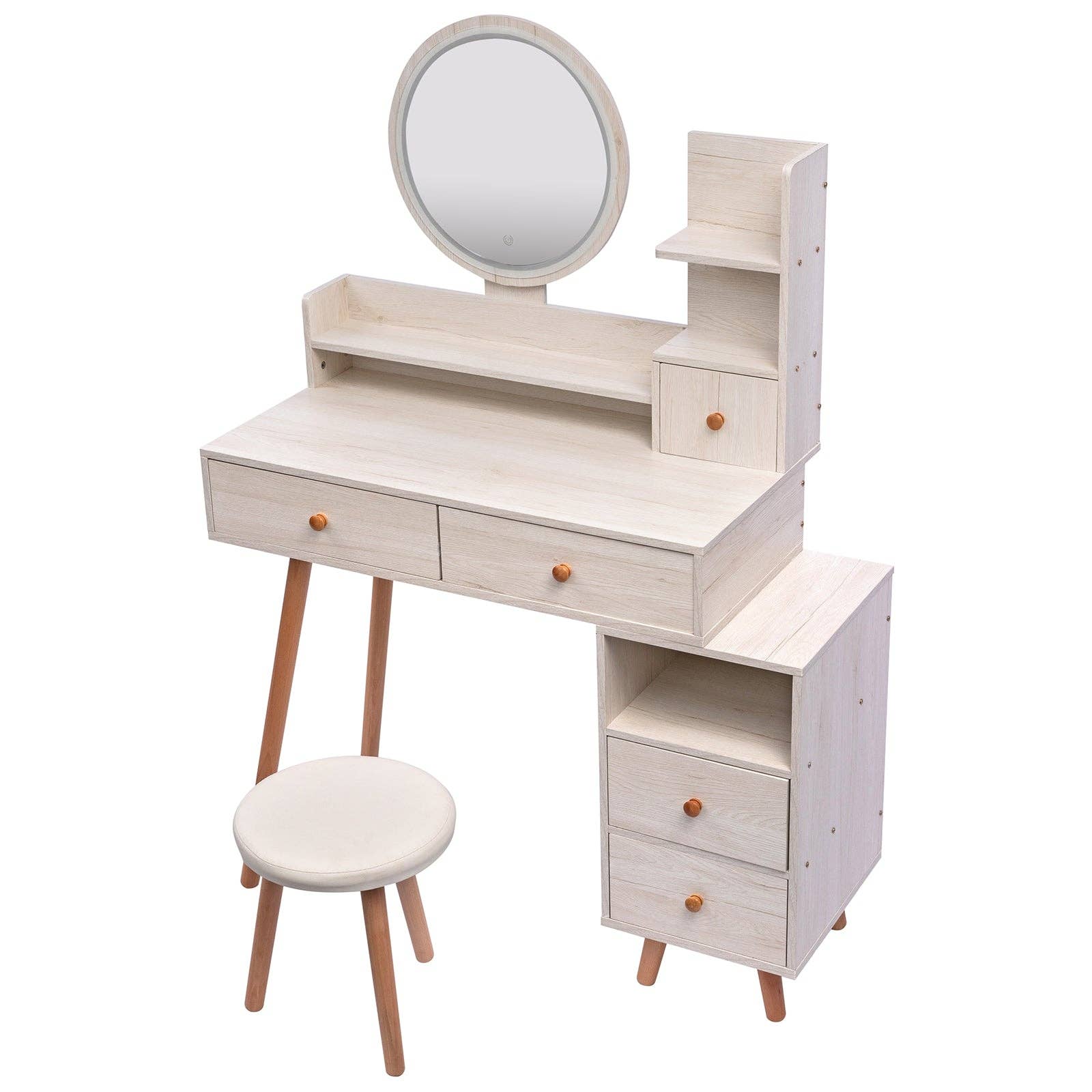 39F Inc. - Wholesale Vanity Mirror - CRAZY ELF Vanity Table with LED Mirror & Cushioned Stool10