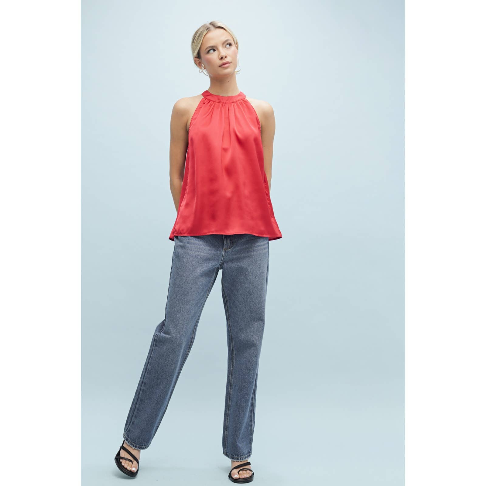 Wishlist Apparel – Großhandel Bluse – Damen – SATINBLUSE MIT NECKHOLDER//WL25-103441