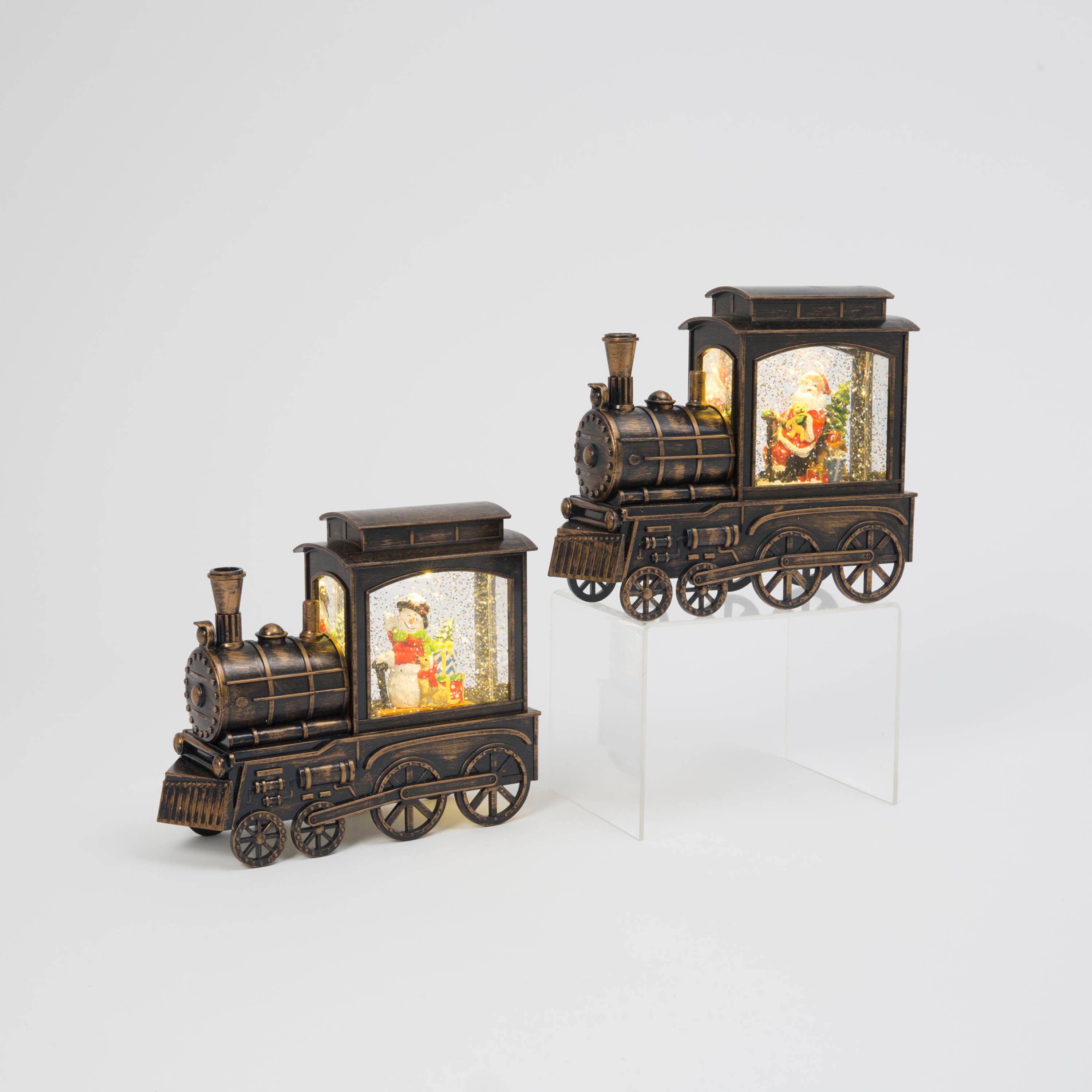 The Gerson Companies - Wholesale Decorative Figurine - Gerson 9.25"L B/O Lighted Musical Spinning Water Globe Train0