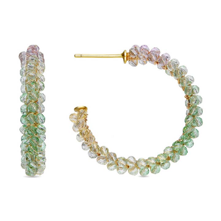 Luxenter örhängen i 925 sterlingsilver och grönt kristall med 18k guldplätering - Kibak för wholesale av Luxenter