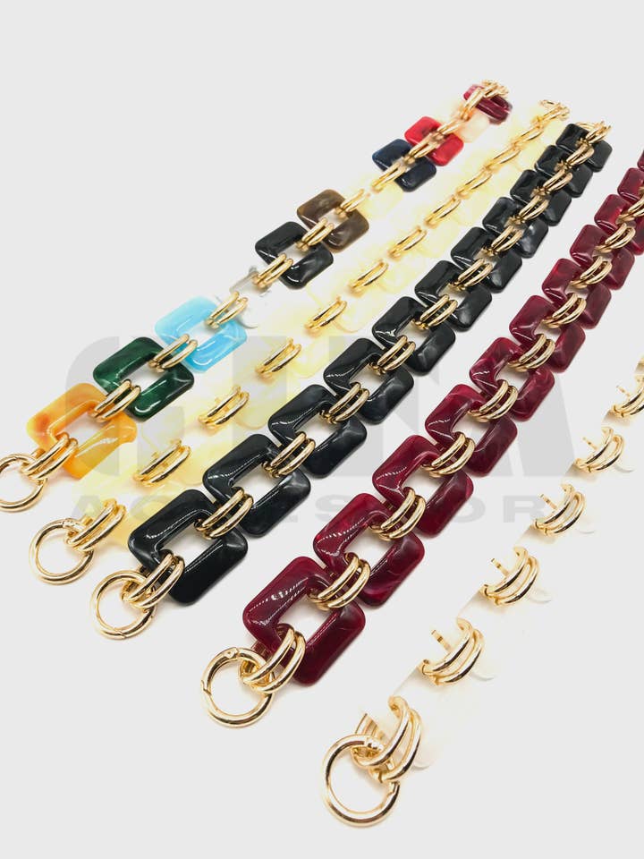 Plastic and aluminum chain with square links, 46 cm for wholesale by Gifa Accessori