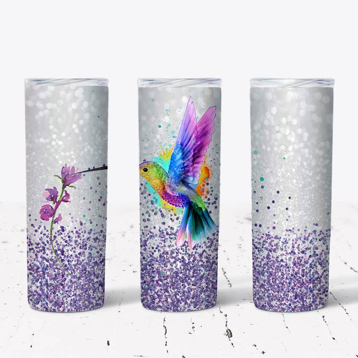 Hummingbird Watercolor Tumbler Stainless Hot/Cold Thermos for wholesale by Wi-Wear
