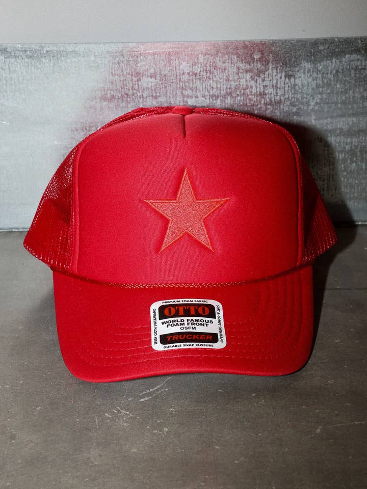 Holiday Heatwave Red Embroidered Trucker Hat for wholesale by Burnt Toast