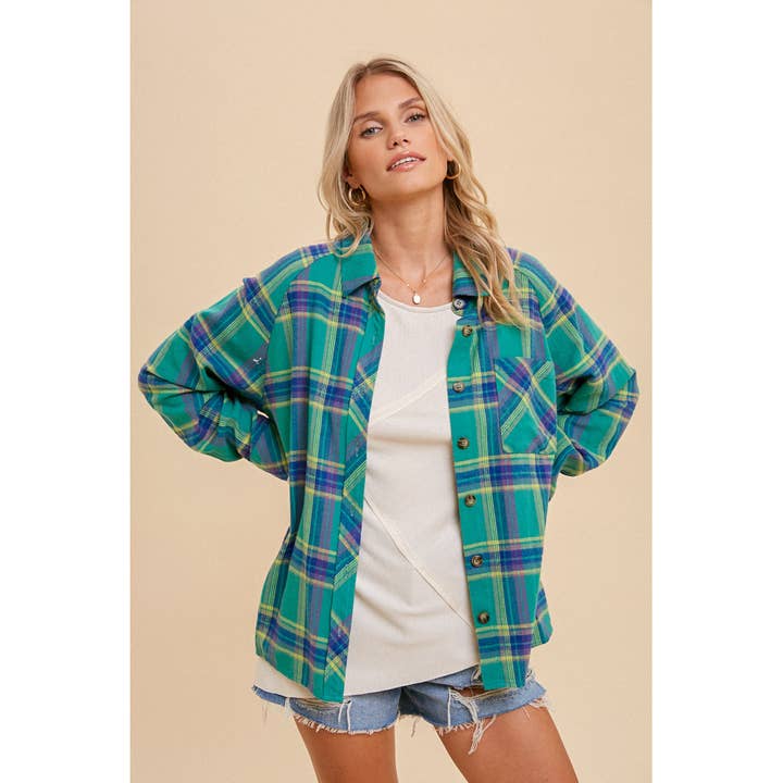Apolline - Wholesale Button Down Shirt - Women's - OVERSIZED PLAID BUTTON DOWN SHIRT