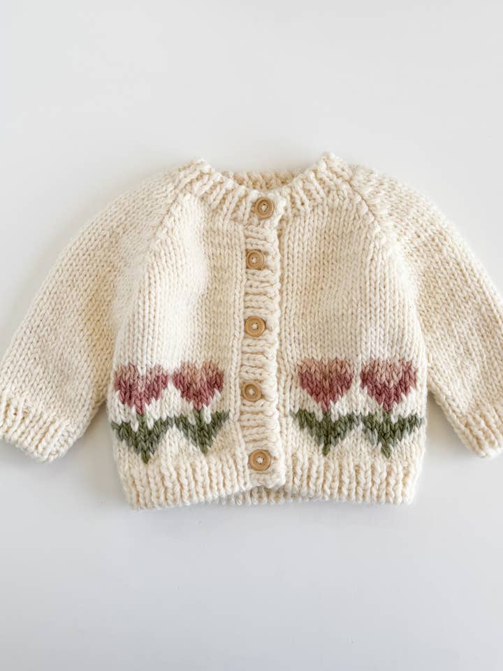 Tulip Flower Cardigan Baby Kid Fall Spring Sweater Apparel for wholesale by Figgy Friends