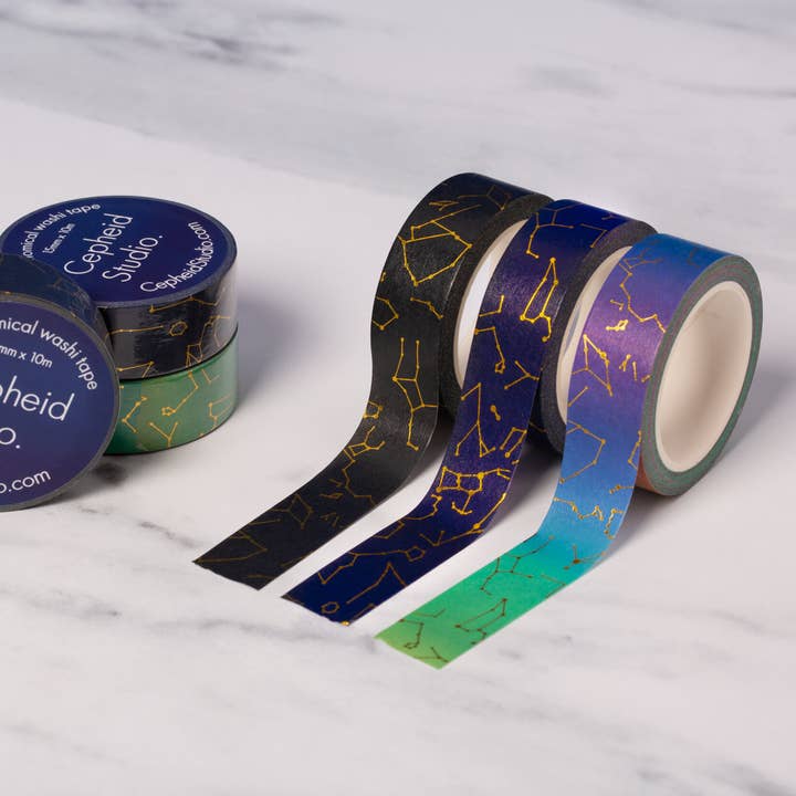 Cepheid Studio – wholesale Washi tape – Night sky navy constellation washi tape