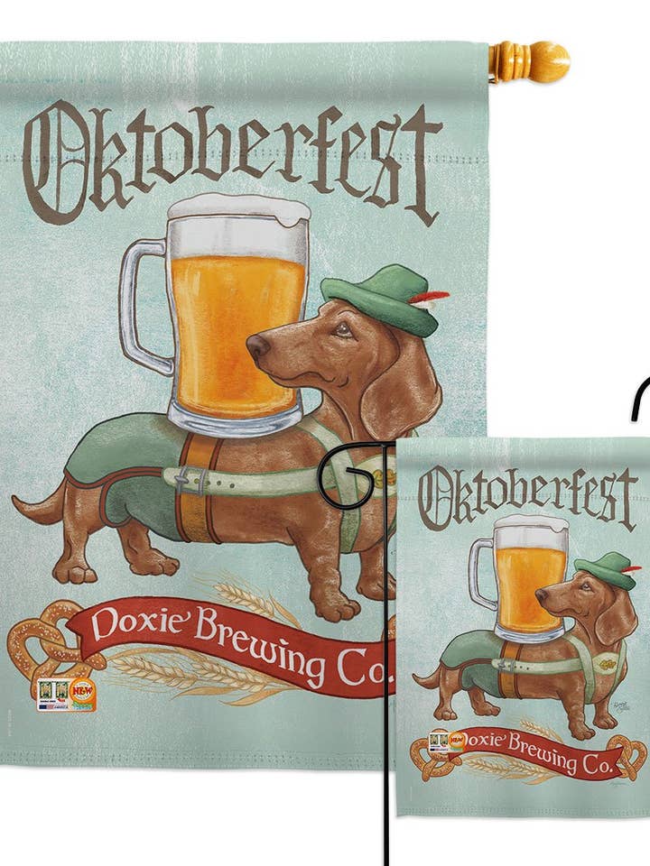 La note de Doxie Brewing Co. Boissons Beer Dog Decor Flag pour la vente par Two Group Flag Co