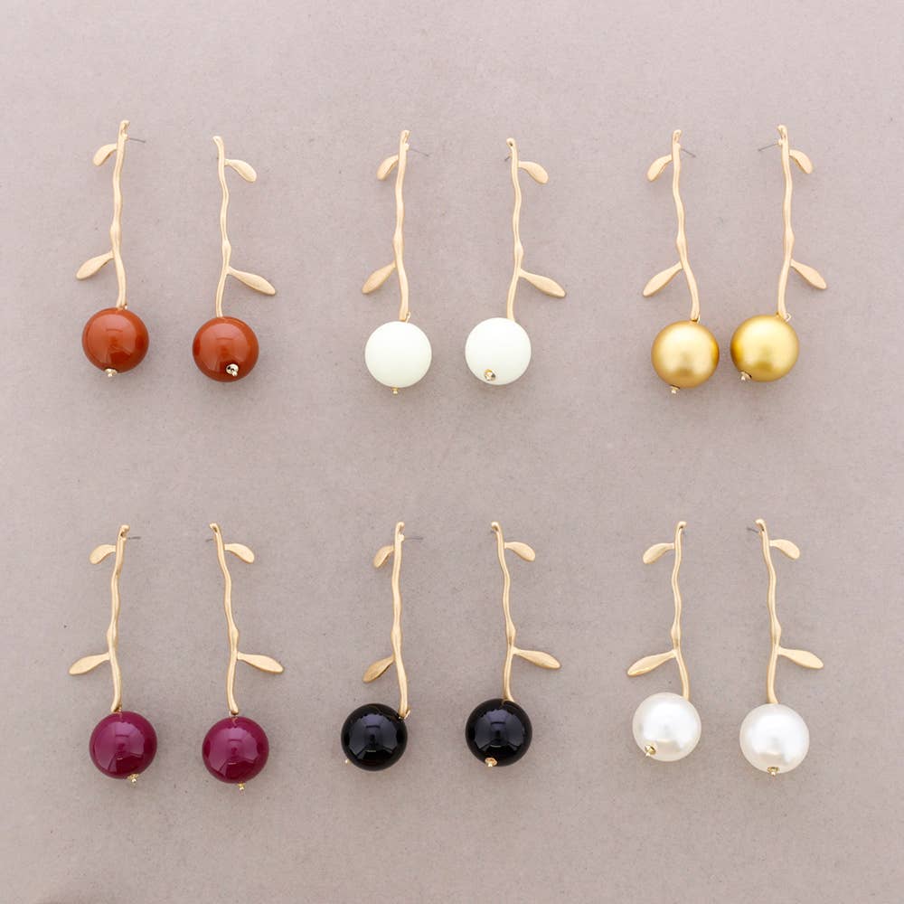 Sonata – Engroshandel Klik-smykker – Hængende metalgrene øreringe med perleimitationskugle8