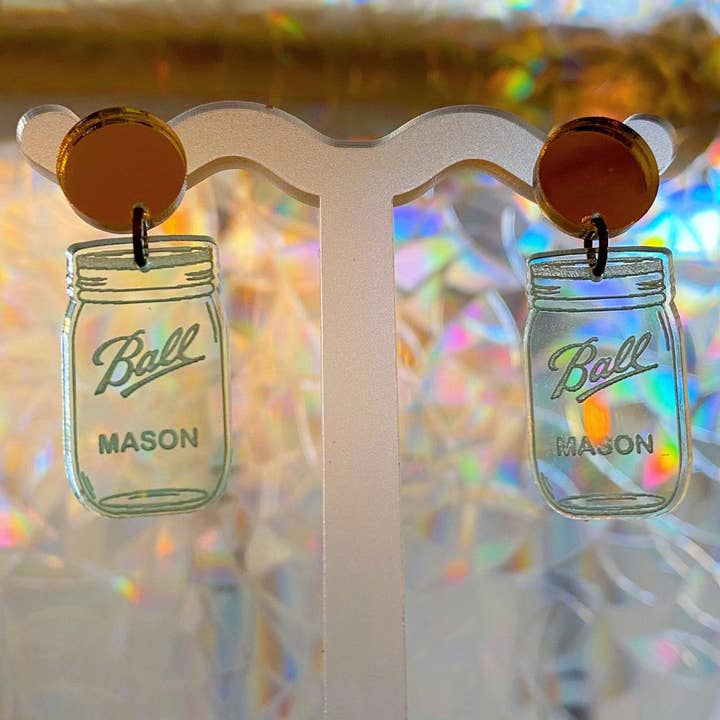 Mason Jar Earrings for wholesale by Garbage Humans