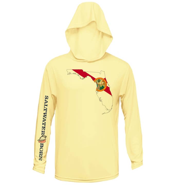 State of Florida Long Sleeve UPF 50+ Dry-Fit Hoodie for wholesale by Saltwater Born