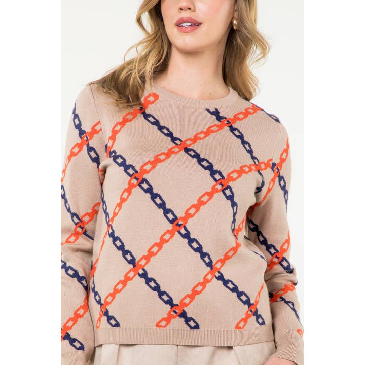 TAUPE Chain Print Sweater for wholesale on Faire