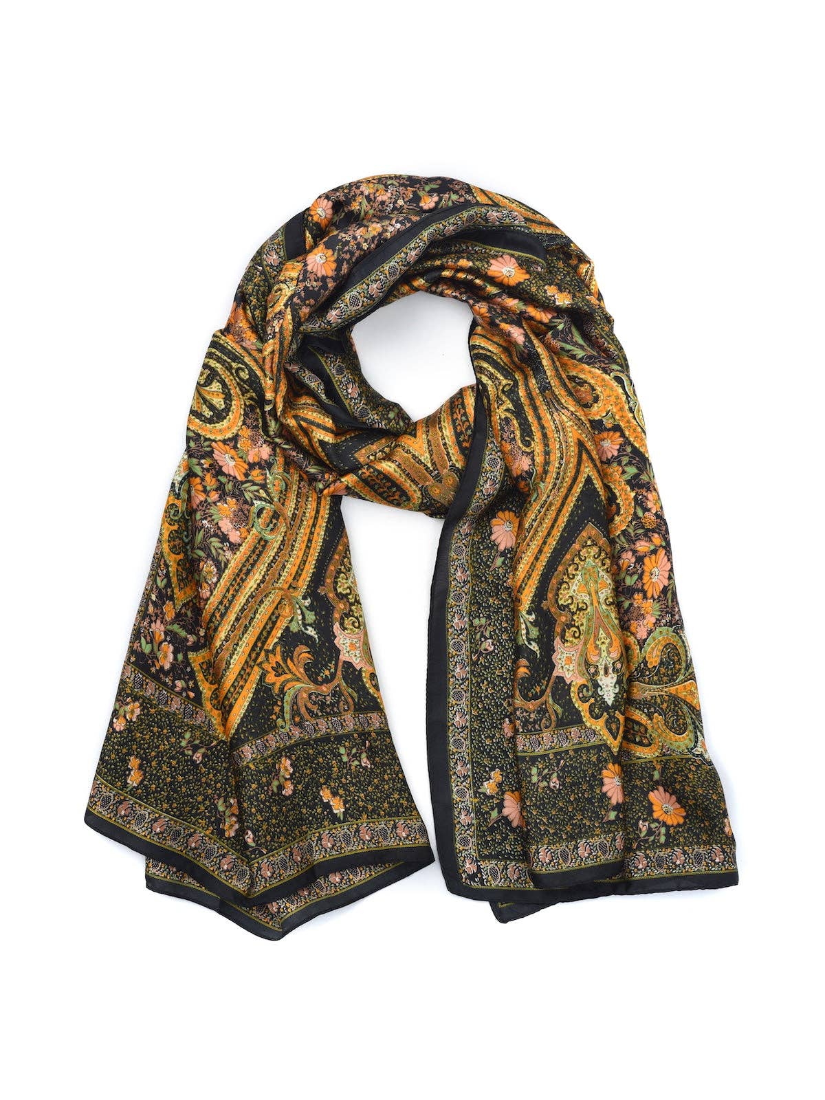 Funkyrel® Atzbranding Limited – Großhandel Schal – Damen – Scarvii – Schwarzer Gold Vintage Rand Schal3