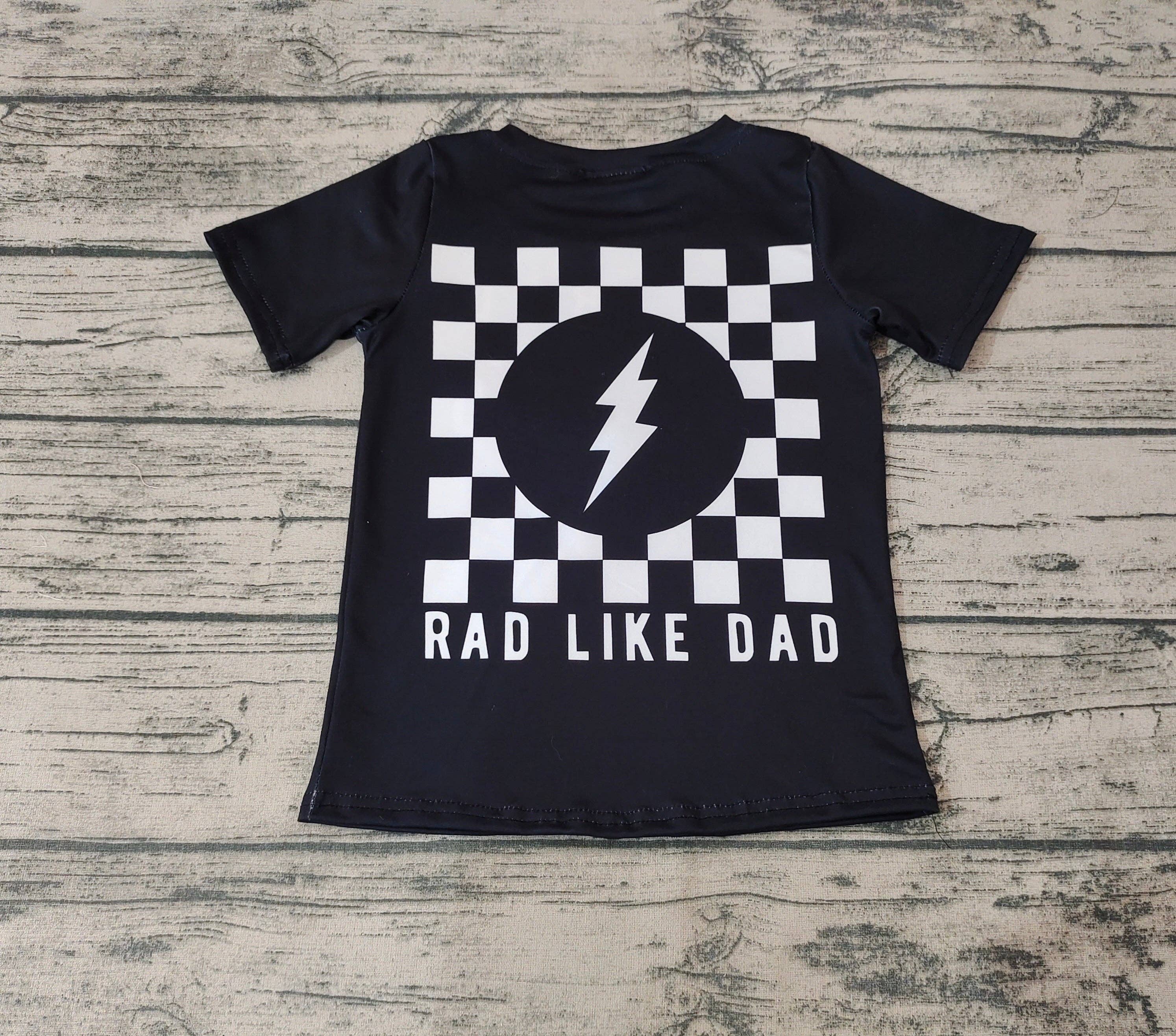 Aier Wholesale - Wholesale Screen Printed T-Shirt - Kids - Baby Kids Black Checkered Short Sleeve Tee Shirt Tops3