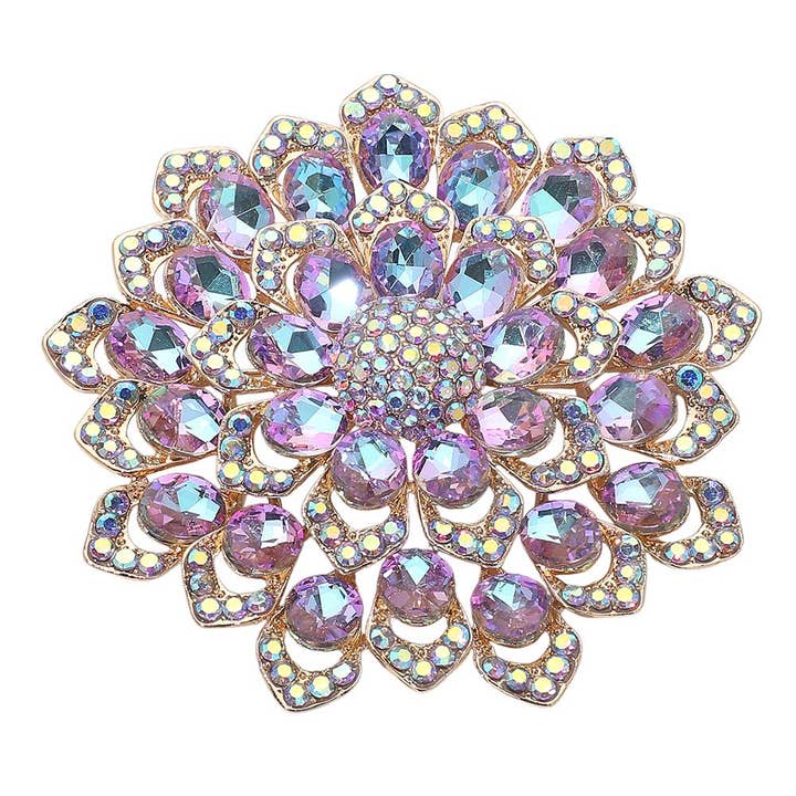 Sensibling Corp. - Wholesale Brooch - Glass Stone Embellished Flower Pin Brooch10