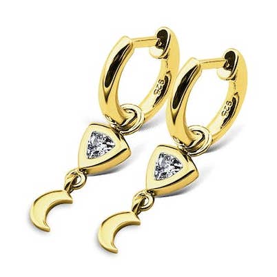 Jwls4u Oorbellen Oorbellen Trillion Maan Verguld JE018G voor wholesale door jwls4u