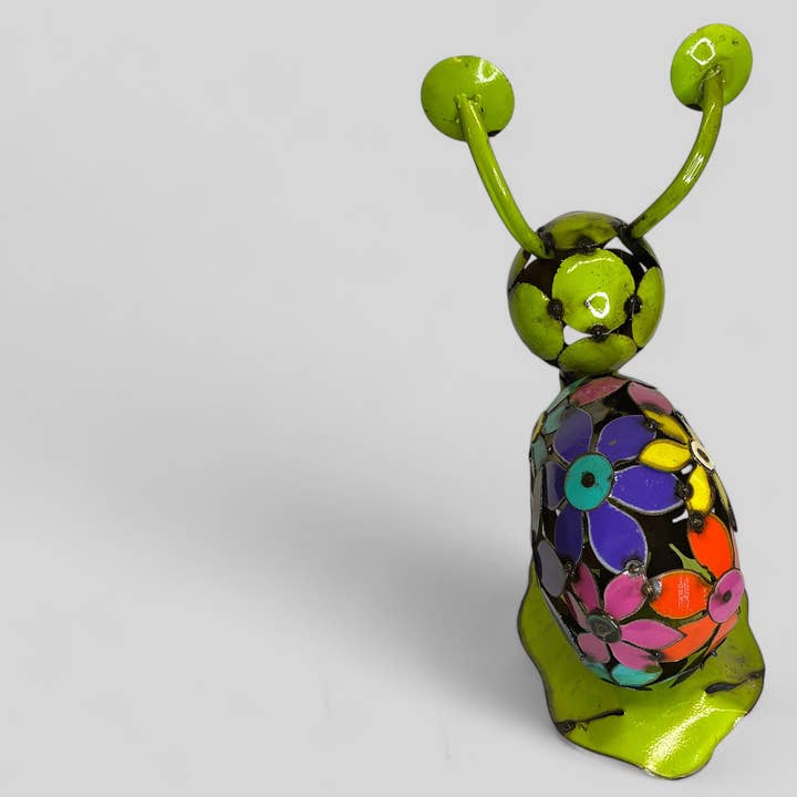 Blue Goat Garden Decor - Wholesale Sculpture - Colorful Metal Snail with Flowers Sculpture2