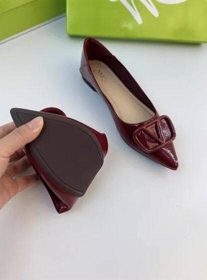 Whisper Mint – Engroshandel Flade sko - Dame – Spids Toe Flats Lavhælede Pendlersko med V-spænde 0