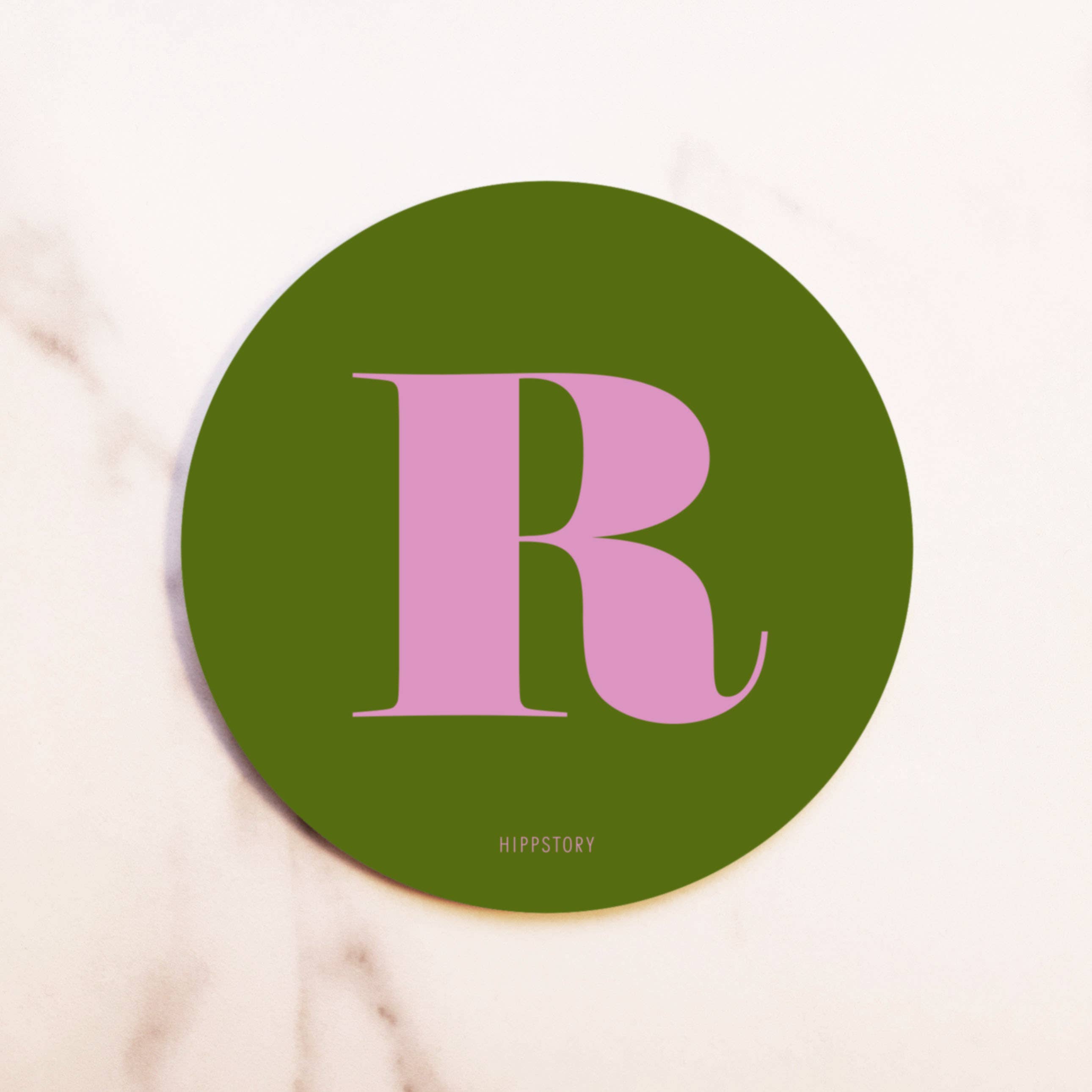 Hippstory - Wholesale Coasters - Pink Confetti Coaster - Letter R1