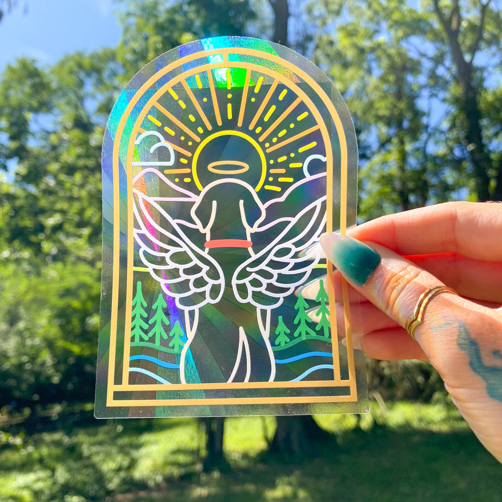 Pet Memorial Rainbow Suncatcher Decal | Doog Memorial Gift for wholesale by Chelzart