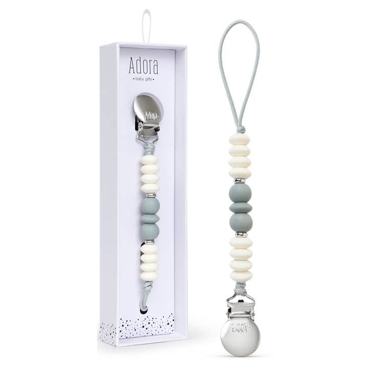 Adora Graphite Trio Pacifier Clip Adora Graphite Trio Pacifier Clip