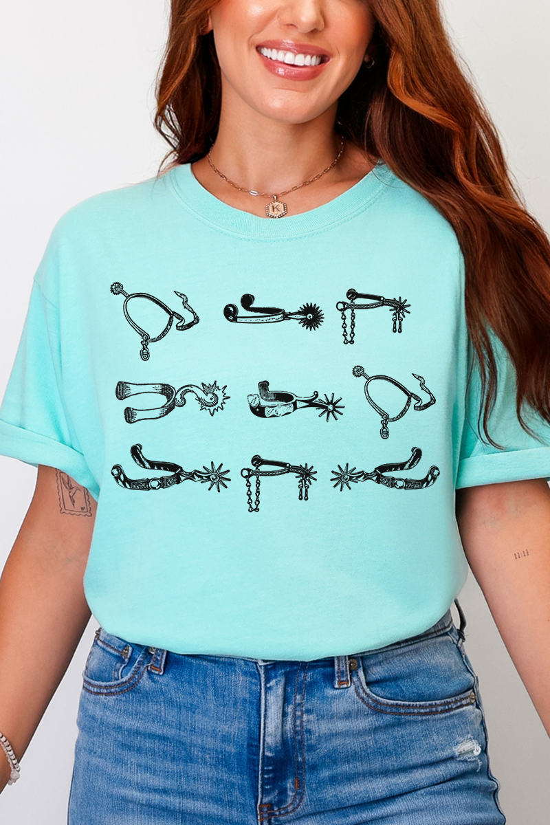 Wholesale Accessory Market - Wholesale Screen Printed T-Shirt - Women's - Boot Spurs Comfort Colors Adult Ring-Spun Cotton Tee0